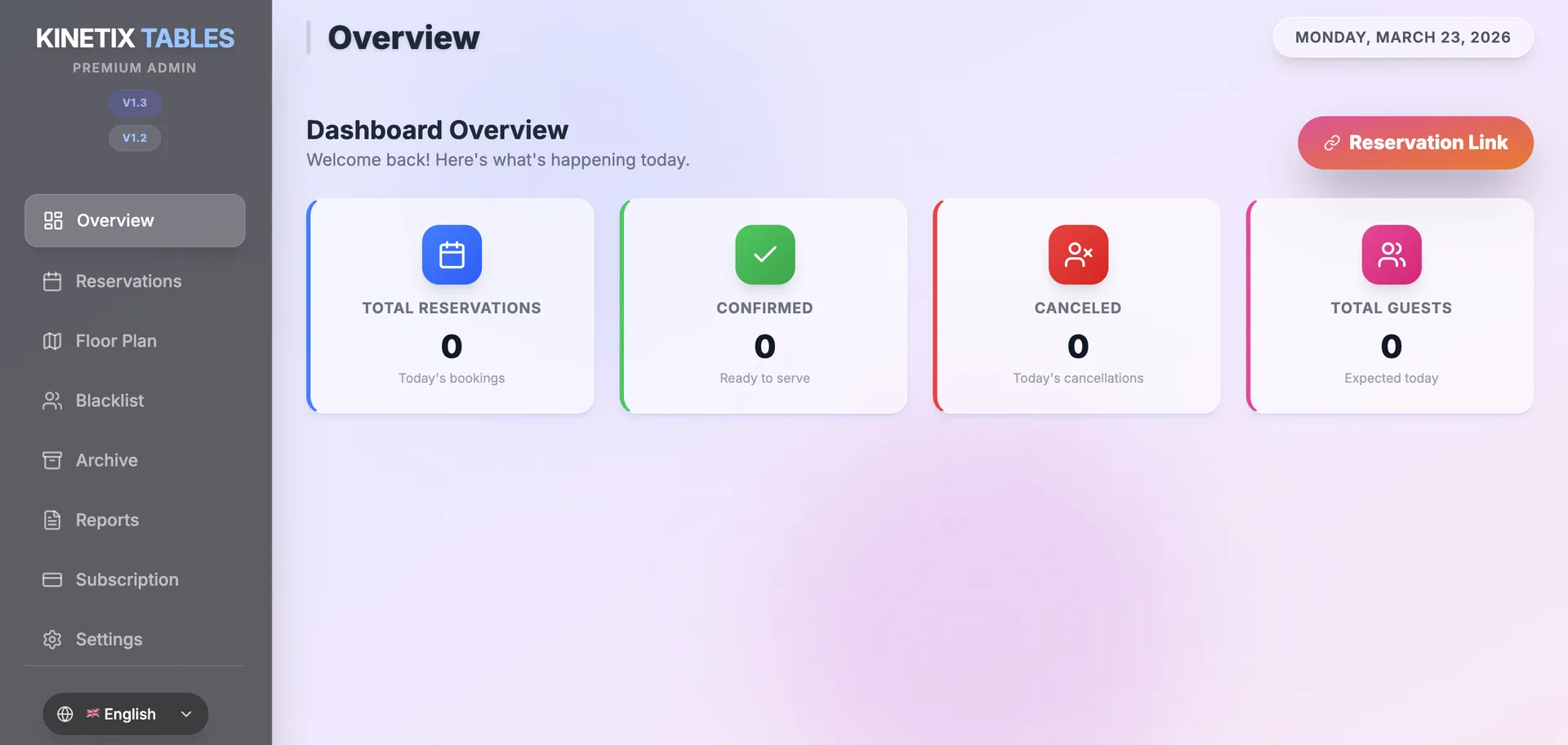 Kinetix Tables reservation software